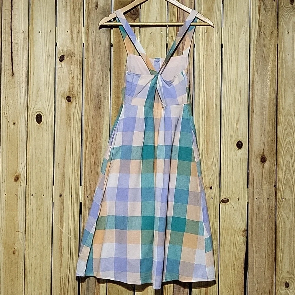 Madewell Rainbow Plaid Button Dress - Picture 5 of 6
